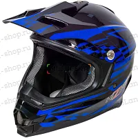 Шлем мото кроссовый HIZER (Хайзер) B6196 №2 (L) black/blue