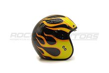 Шлем открытый с козырьком ROCKOT (Рокот) RM-391 Classic Flame (XS) (черный/оранжевый глянцевый)