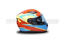 Шлем интеграл с очками ROCKOT (Рокот) RM-133 Blaze (XS) (красный/желтый/синий глянцевый)