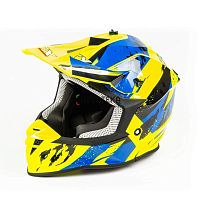 Шлем мото кроссовый GTX 633 (M) #1 FLUO YELLOW/BLUE BLACK