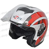 Шлем мото открытый HIZER (Хайзер) J222 №1 (M) white/red (2 визора)