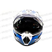 Шлем мото мотард HIZER (Хайзер) J6802 №6 (M) white/blue (2 визора)