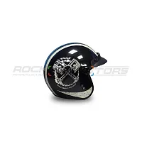 Шлем открытый с козырьком ROCKOT (Рокот) RM-391 Classic Style (XL) (чёрный глянцевый)