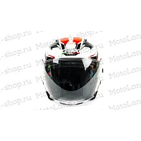 Шлем мото открытый GTX 278 №3 (M) WHITE/RED BLACK (2 визора)
