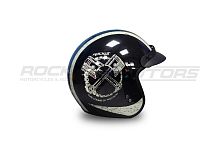 Шлем открытый с козырьком ROCKOT (Рокот) RM-391 Classic Style (M) (черный глянцевый)
