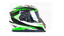 Шлем мото интеграл HIZER (Хайзер) B599 (L) #1 white/green (2 визора)