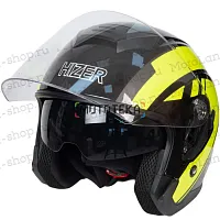 Шлем мото открытый HIZER (Хайзер) J222 №2 (XL) black/yellow (2 визора)