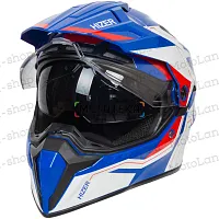 Шлем мото кроссовый HIZER (Хайзер) J6808 №3 (XXL) white/blue/red