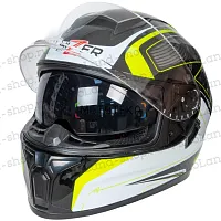 Шлем мото интеграл HIZER (Хайзер) B566 №1 (M) black/white/yellow (2 визора)