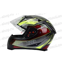 Шлем мото интеграл HIZER (Хайзер) J5311 №4 (XL) gray/neon yellow